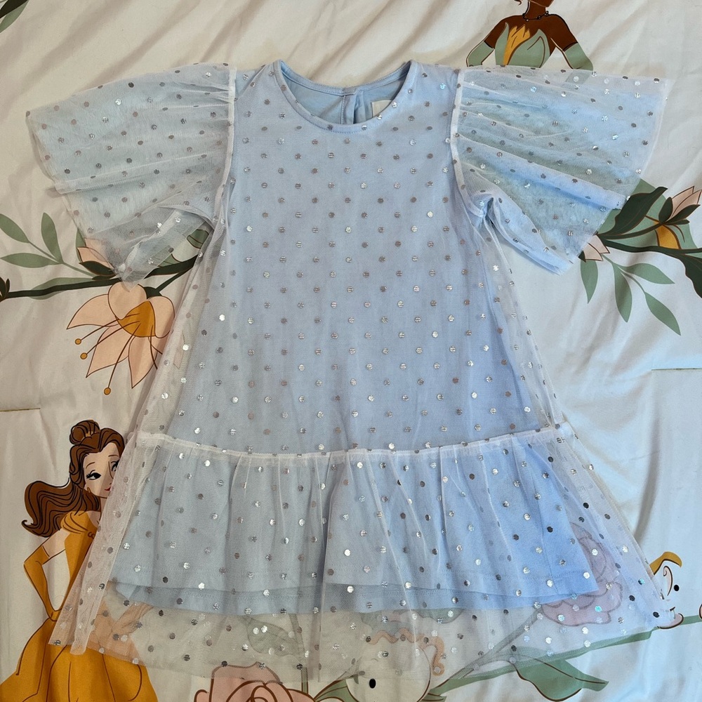 H&M Sky Blue Dress with Metallic Dots